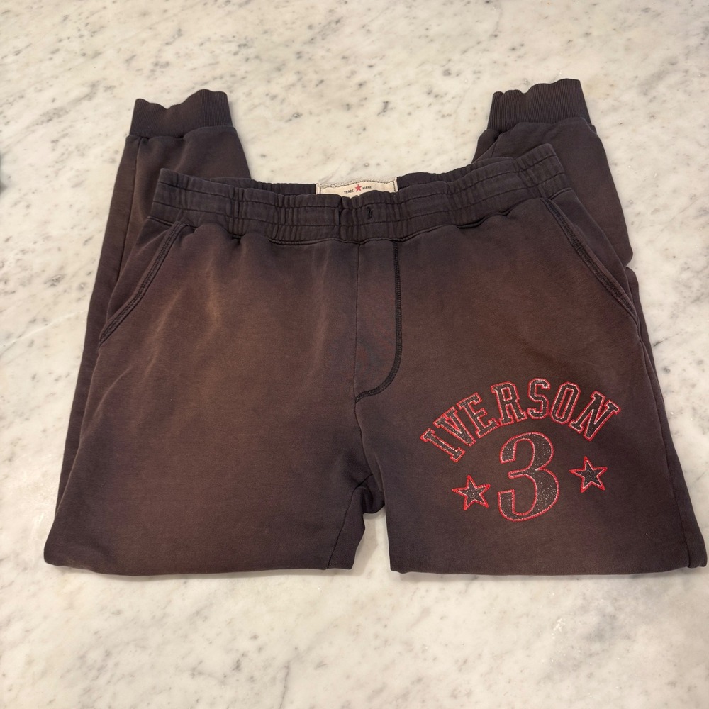 Roots of Fight Allen Iverson 3 Basketball Joggers Mens Large Faded Black Cotton